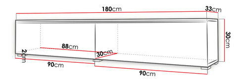 Dulap TV Dlana 180 MDF (Negru + Negru) 