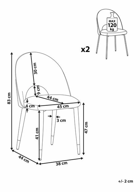 Set blagovaonskih stolica 2 kom. MAGI (tkanina) (crna)