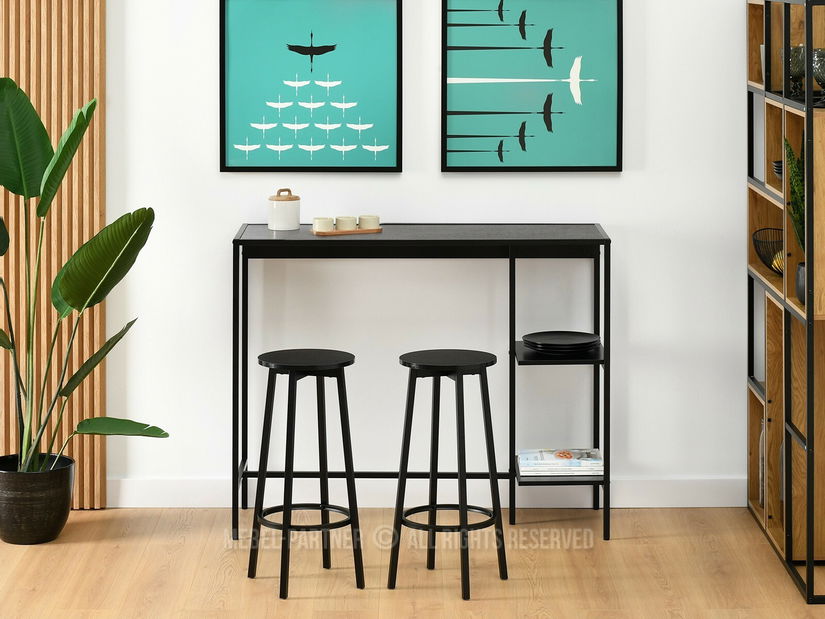 Barový set Everet (čierne drevo + čierna) (pre 2 osoby)