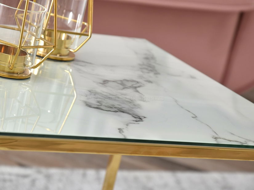 Konferenčný stolík Prana Law (biela + zlatá)