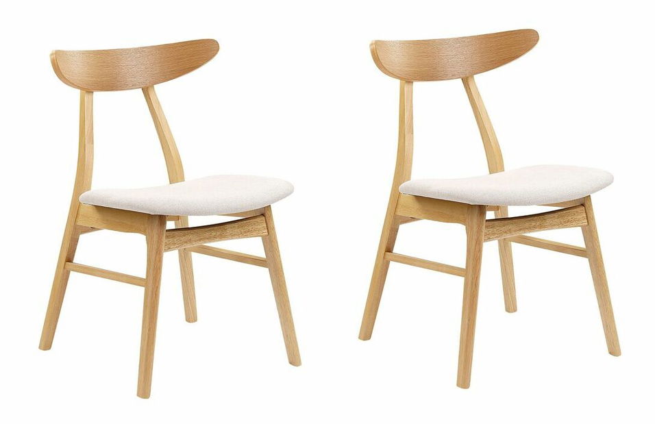 Set 2 ks jedálenských stoličiek Lynza (svetlé drevo + svetlobéžová)