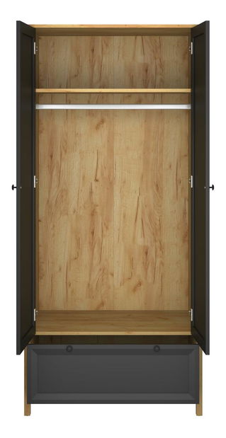 Ruhásszekrény Bruselas (tarany craft (tölgy + fekete)