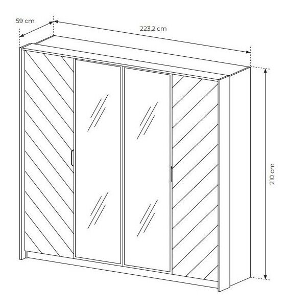 Dulap de haine Versaccio 220 (Stejar scandi + Negru)