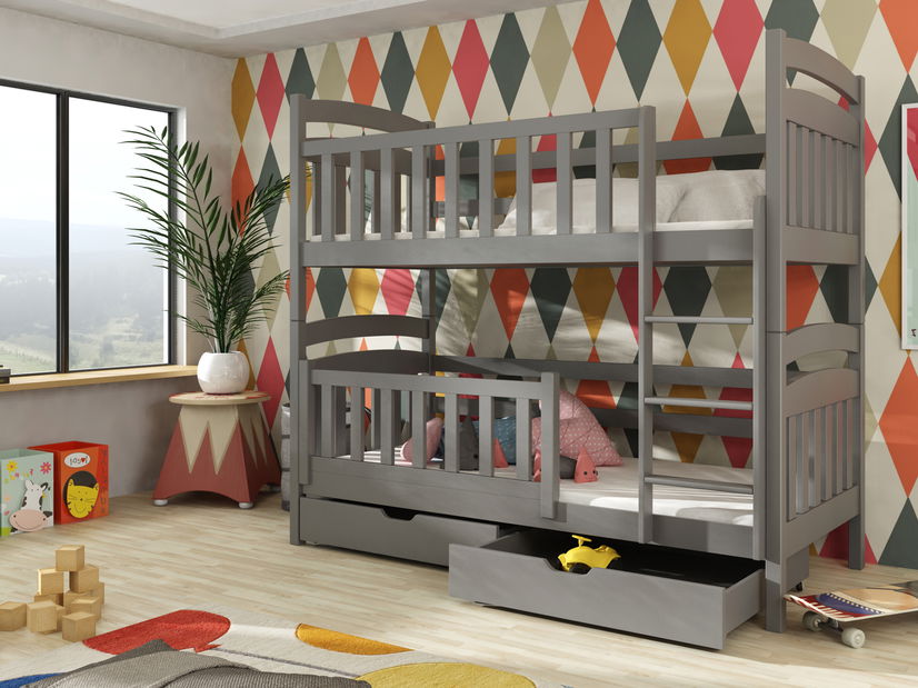 Pat pentru copii 90 x 190 cm Penny (cu somieră și sp. depozitare) (grafit)