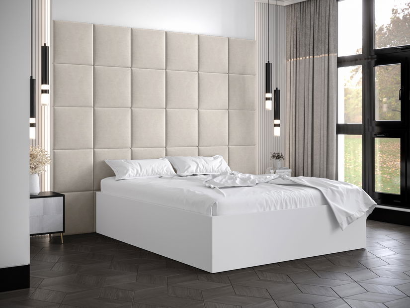 Franciaágy kárpitozott fejtámlával 160 cm Brittany 3 (matt fekete + krém) (ágyráccsal)