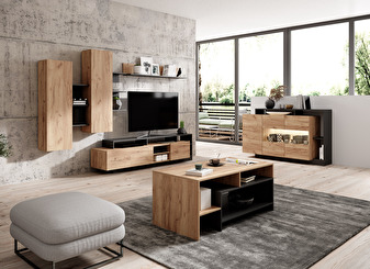 Mobilier living Alvera (stejar craft auriu + antracit)