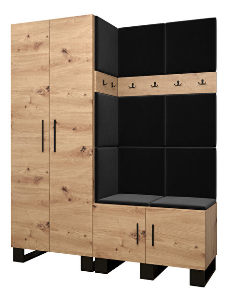 Set mobilier pentru hol Amanda 2 (Stejar artisan + Negru)