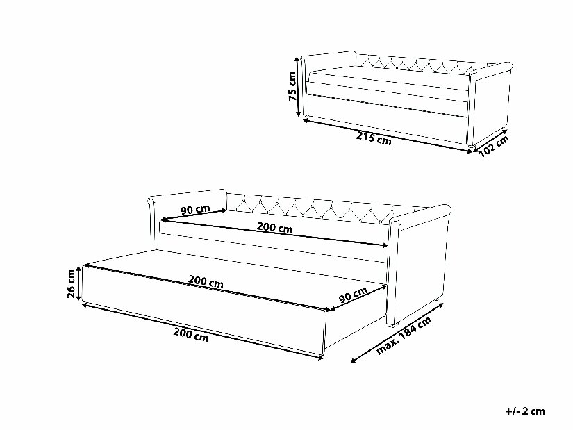 Szétnyitható ágy90 cm LISABON (ágyráccsal) (zöld)