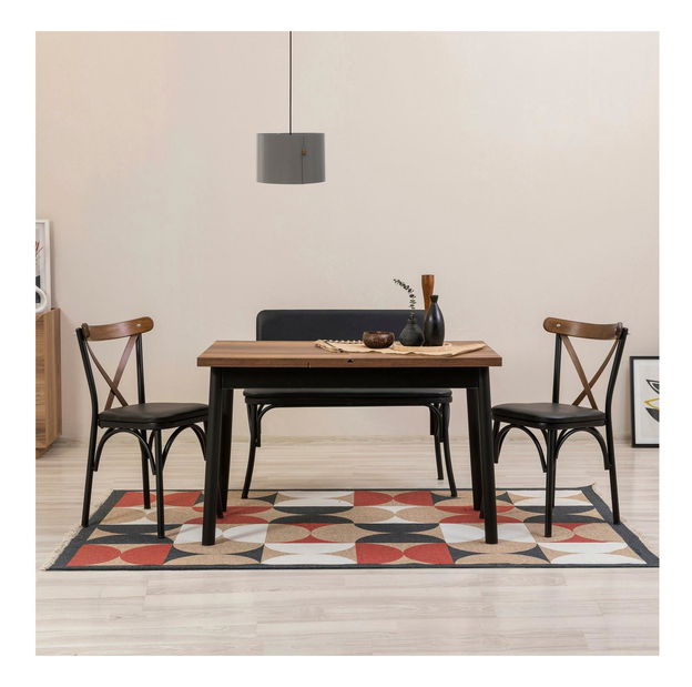 Set mobilier sufragerie Duvasa 23 (negru) (pentru 4 persoane)