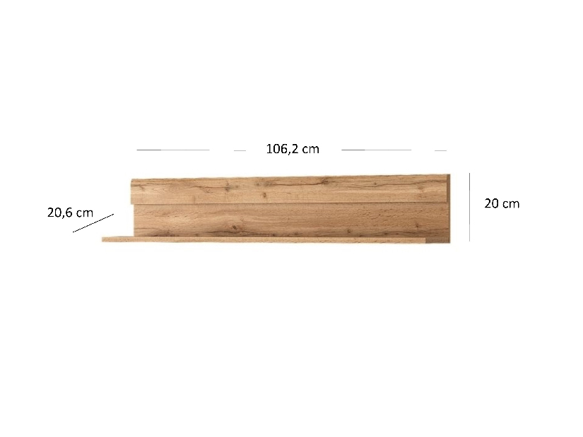 Polica 100 cm Chase (hrast wotan)