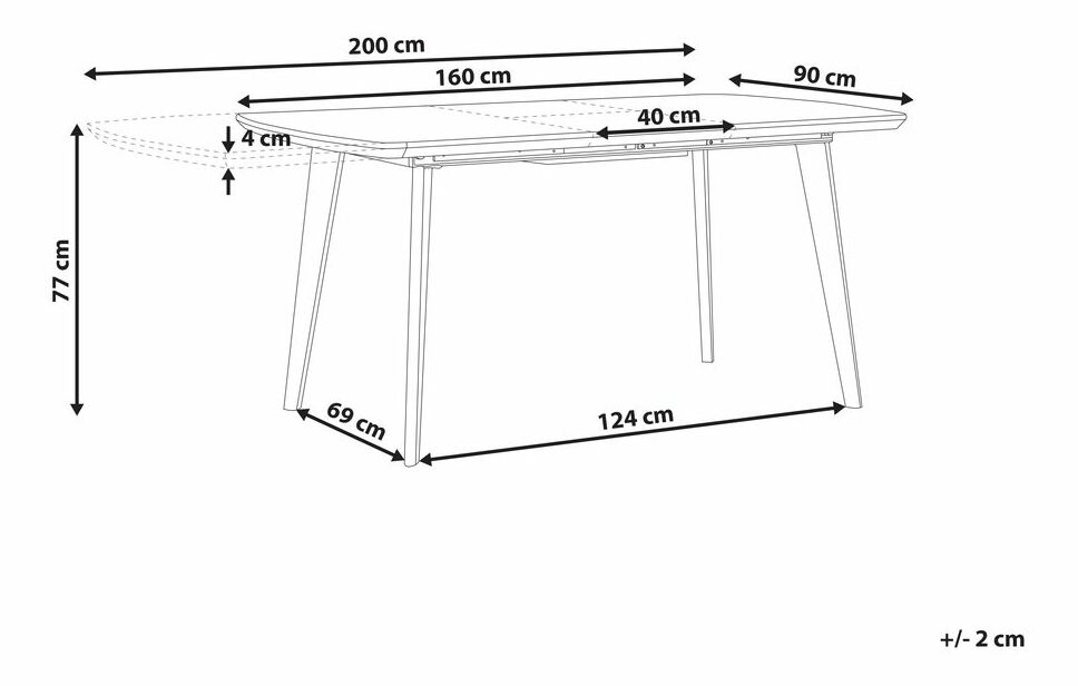 Jedálenský stôl MATTILDA (sivá + čierna) (pre 6 až 8 osôb)