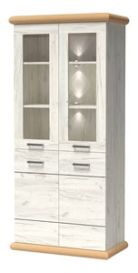 Vitrína Kenny 03 (s LED osvetlením) (craft biely + craft zlatý)