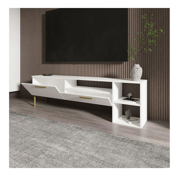 TV asztal/szekrény Sipete (fehér + arany) 