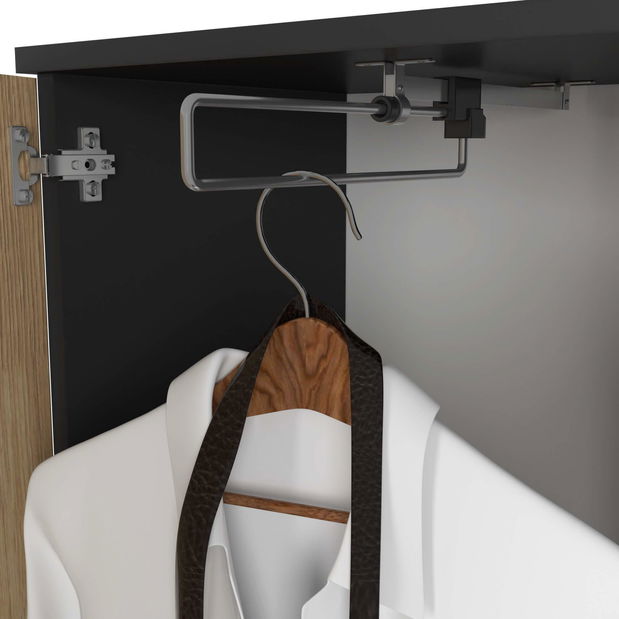 Set mobilier hol Enteruno (negru + stejar artisan) (cu oglindă)