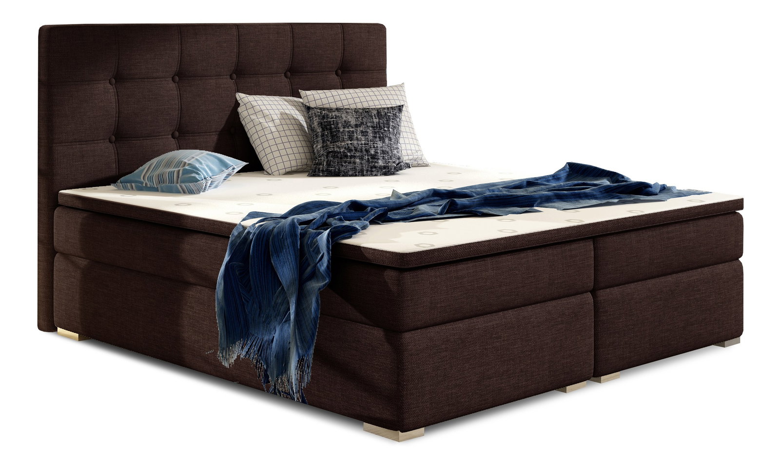 Pat matrimonial Boxspring 180 cm Irma 01 (gri maro)