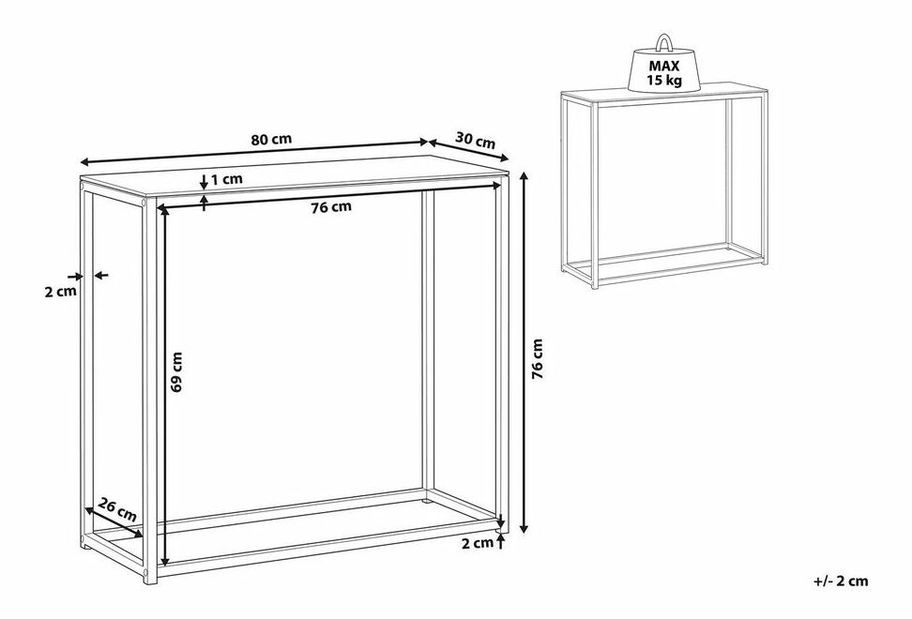 Príručný stolík DELAND (biela + zlatá)