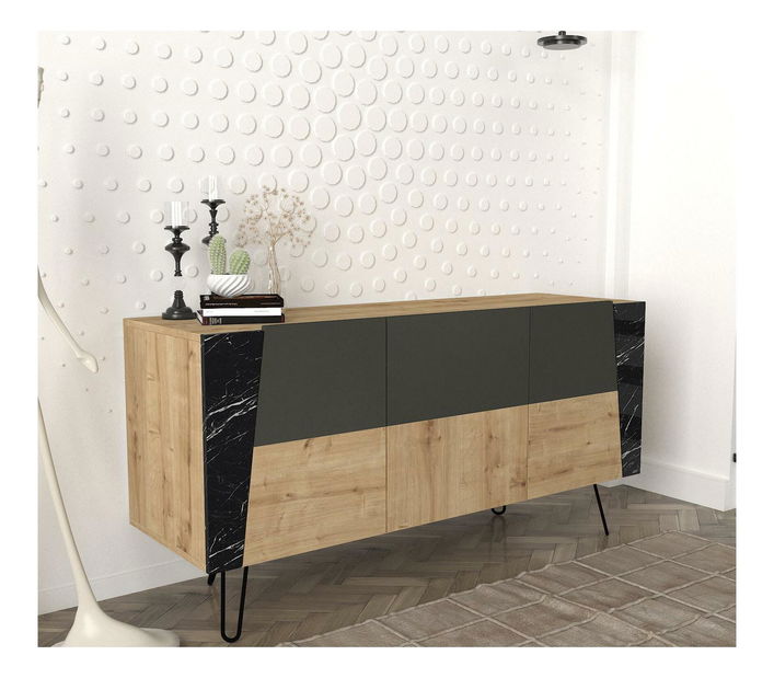 Konzolový stolík Mitovi (dub zafírový + čierna) 