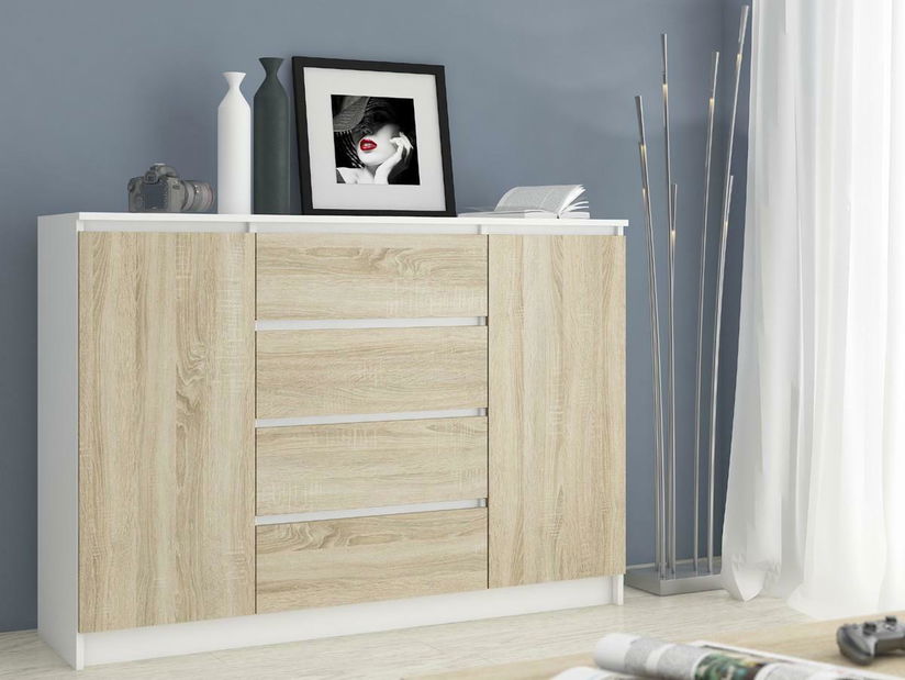 Komoda Koa (bijela + hrast sonoma)