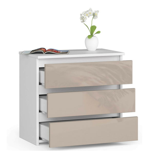 Nočný stolík Caelum (biela + cappuccino lesk)