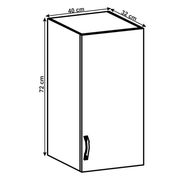 Felső konyhaszekrény G40 Lanaya (fehér + matt szürke) (J)