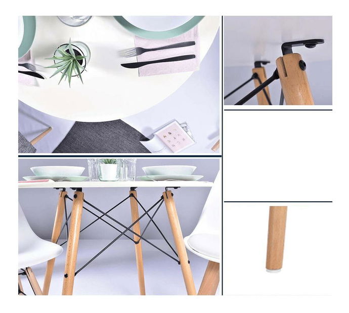 Blagovaonski stol Diferentes (bijela mat + bukva) (za 4 osobe)