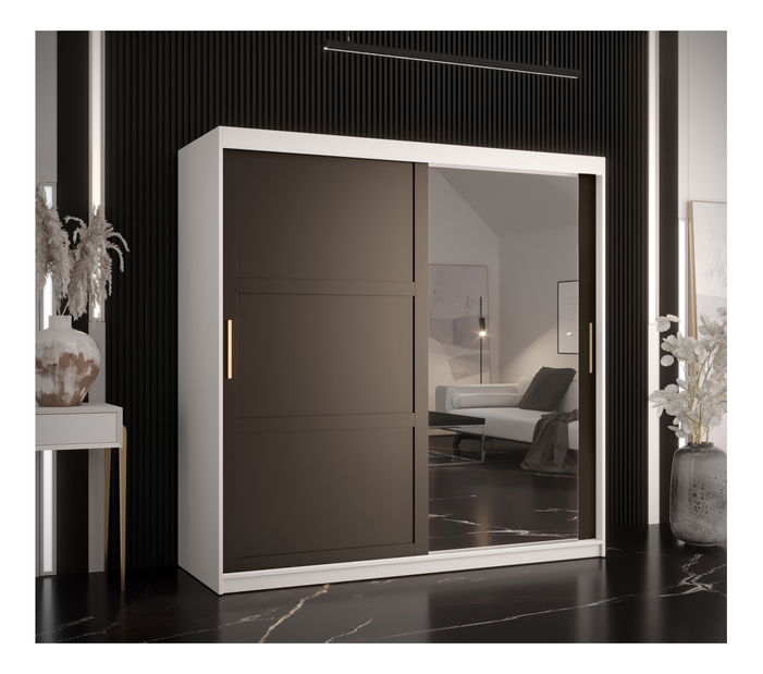 Ruhásszekrény Riven 2 180 (matt fekete + matt fekete) (tükörrel)