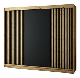 Ormar za garderobu 250 cm Ladonna (hrast artisan + crna mat)