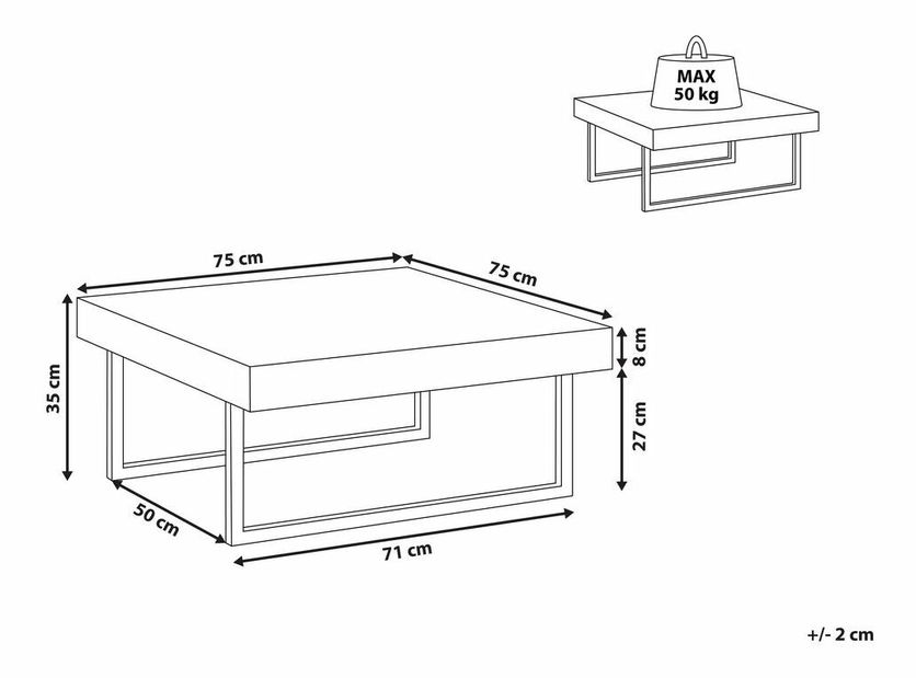 Stolić za kavu BEREUS (siva)