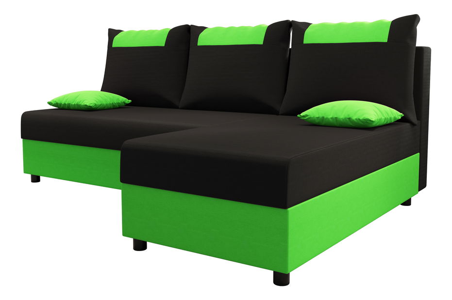 Kutna garnitura Stellar L (crna + zelena) (D)