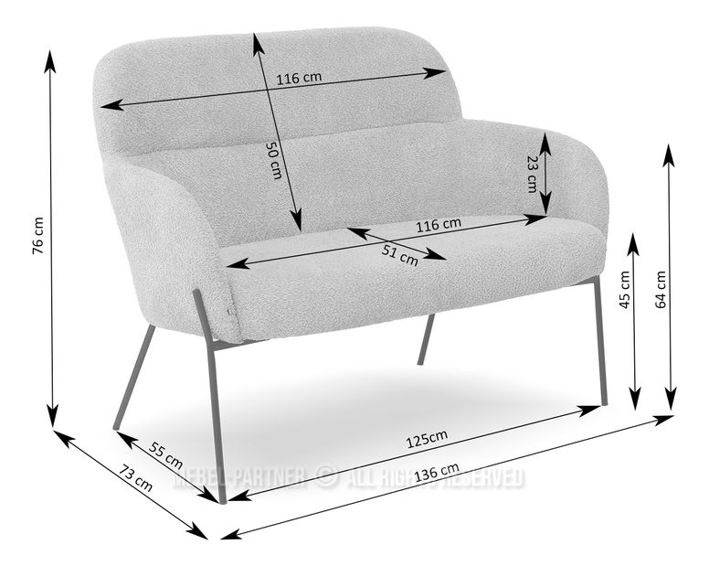 Pohovka Baggie S (sivá + čierna)