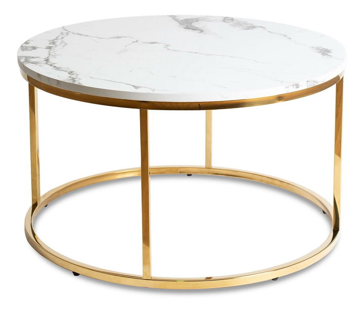 Stolić za kavu Aparentar Max (bijeli mramor + zlatna) 