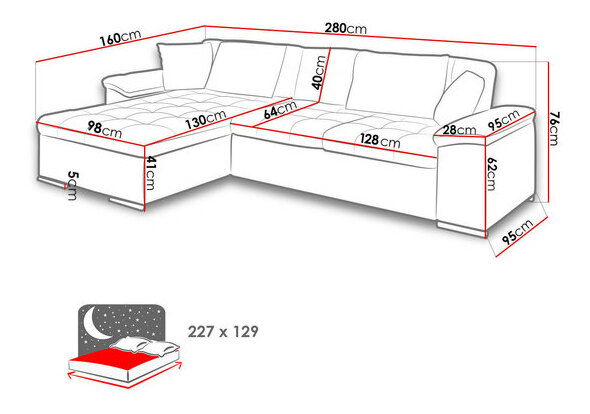 Kutna sofa Donio (tamnoplava)