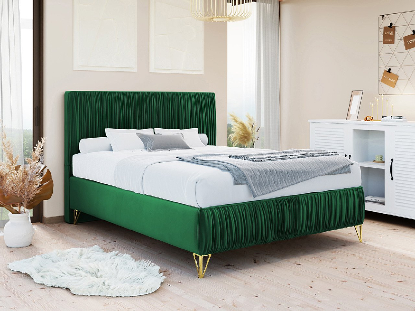 Bračni krevet 140 cm KotexII (tamno zelena) (s podnicom i madracem)