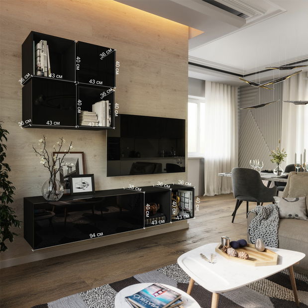 Mobilier living Berny 43 (alb + alb lucios)