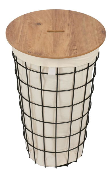 Coș de rufe Sidebe (stejar + negru) 