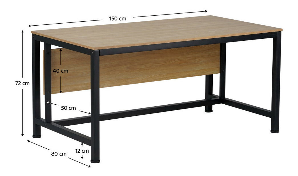 Písací stôl 150x80 cm Kilia (dub + čierna)