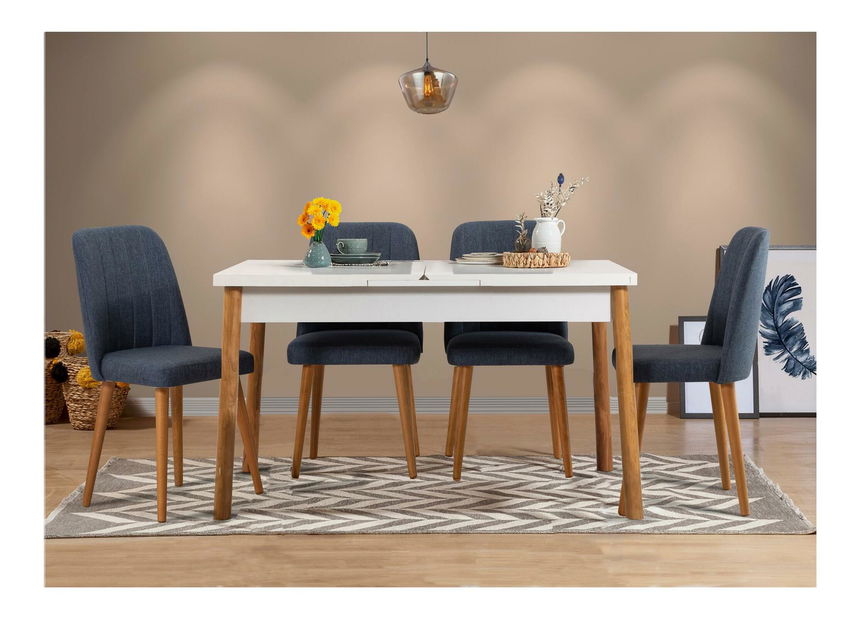 Set mobilier sufragerie Vlasta 5 (albastru marin + pin atlantic) (pentru 4 persoane)
