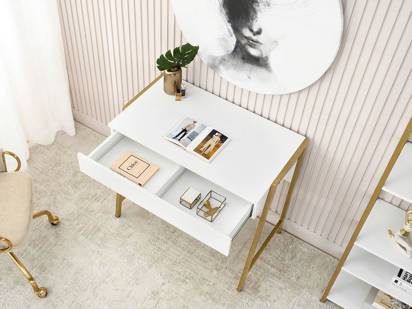 PC stolík Norsinimo (biela + zlatá)