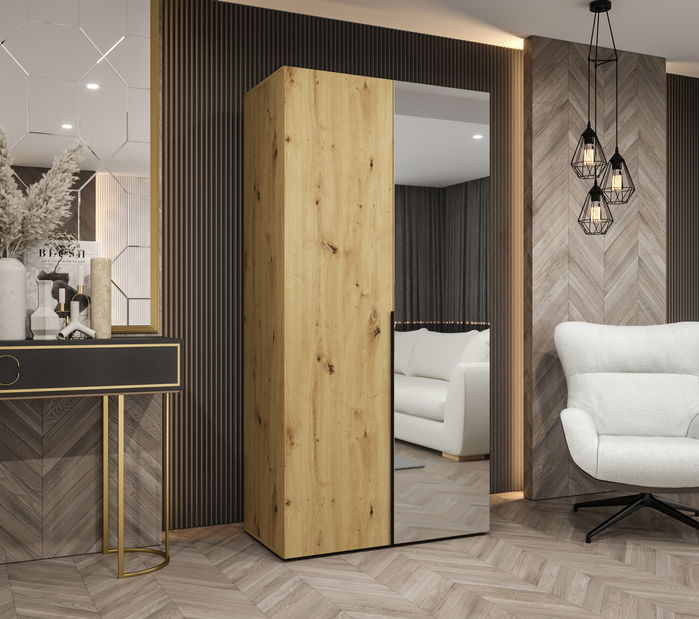 Ormar za garderobu 100 cm Alice 2 (hrast artisan + crna)