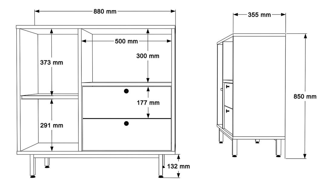 Komoda Rebutia 1 (hrast + antracit)