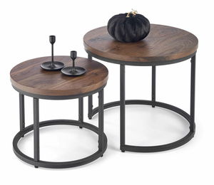 Set 2 buc. masă de cafea Owen (Nuc+ Negru)