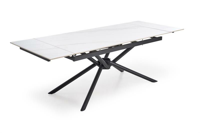 Rozkladací jedálenský stôl Victory (biely mramor + čierna) *výpredaj