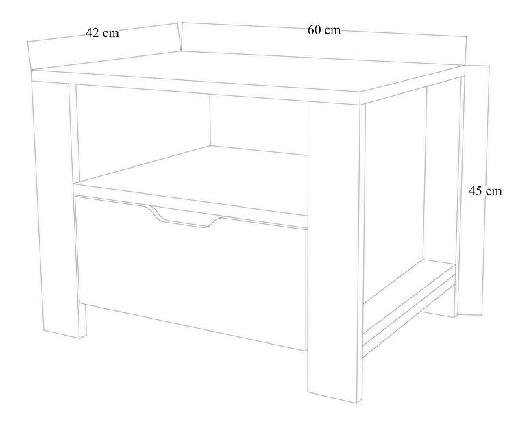 Nočný stolík Nisae 25 (orech svetlý + biela)