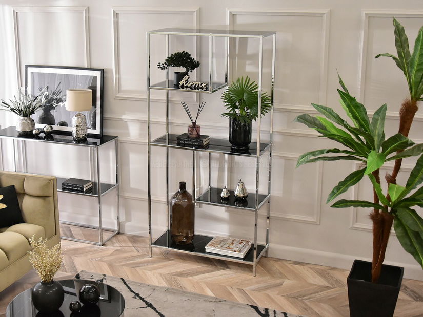 Regál Crips (čierny mramor + chrómová)