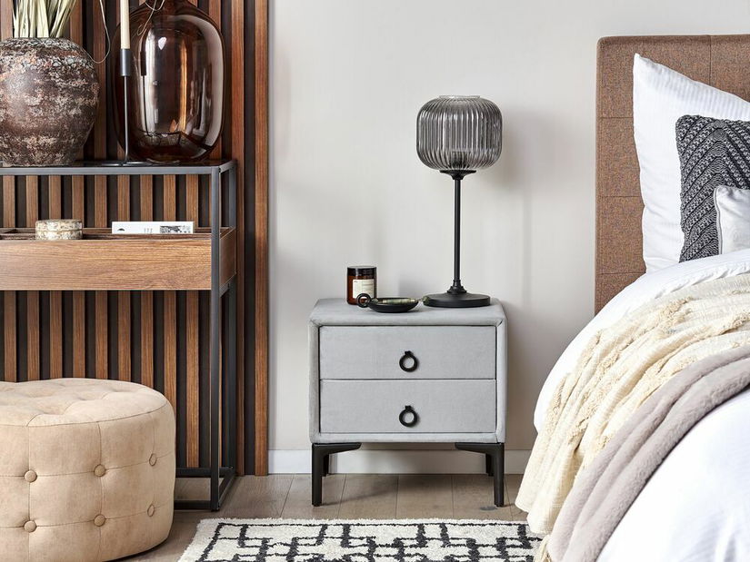 Manželská posteľ 180 cm s nočnými stolíkmi Saturnino (sivá) 