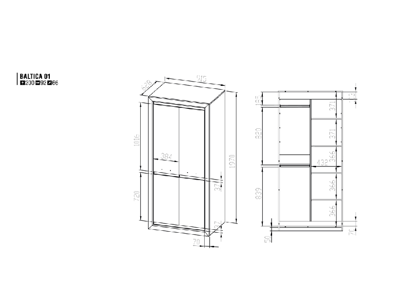 Šatníková skriňa Baltica 1