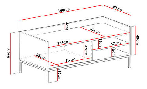 TV skrinka Tezarta 1K (biela + čierna) 