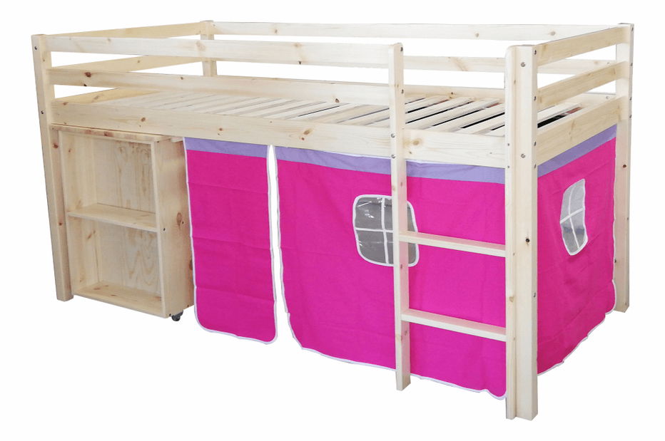 Gyerekágy számítógépasztallal 90 cm Alzaria (rózsaszín)