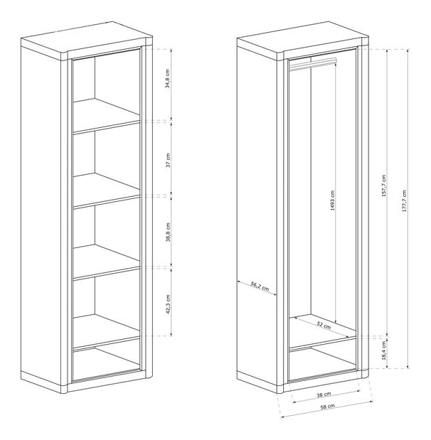 Dulap de haine Douglas 19 (Stejar trufă)