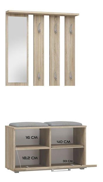 Set mobilier hol Oasis 1 (stejar sonoma) (cu oglindă)